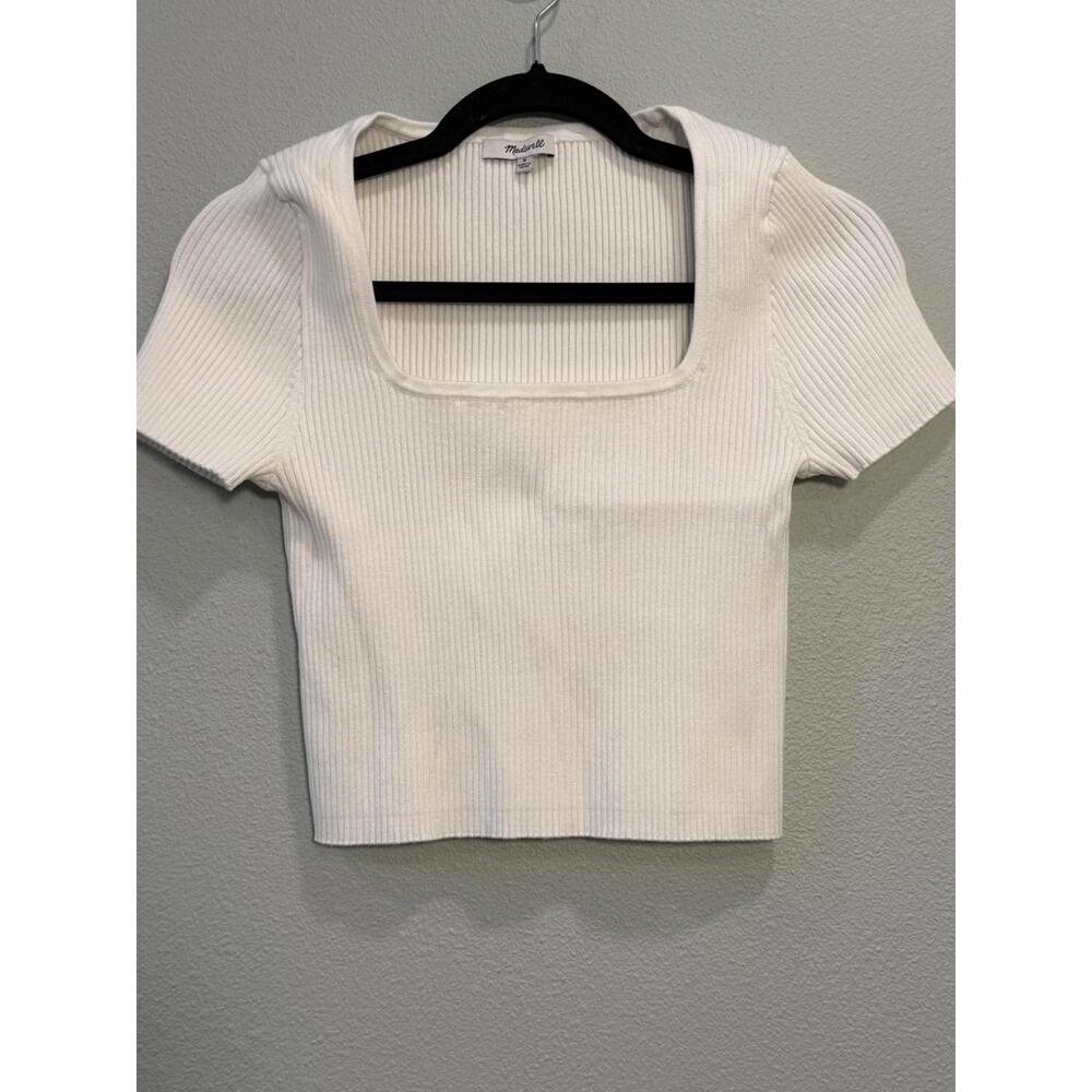 Madewell Ribbed Square Neck Cropped Tee - Women's Medium - Picture 4 of 6